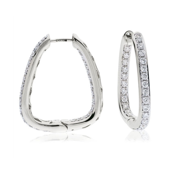 Modern Round Diamond Hoop Earrings
