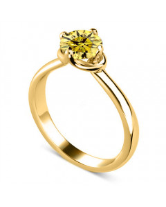 0.30ct  SI1/Fancy Yellow Round Diamond Engagement Ring