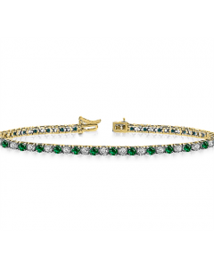 2.00 VS/FG Classic Single Row Emerald And Diamond Tennis Bracelet