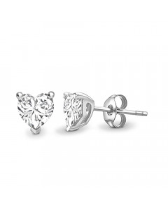 1.00 SI1/G Three Claw Heart Shape Diamond Stud Earrings