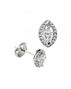 1.20ct SI2/G Marquise Diamond Single Halo Earrings
