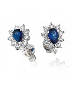 1.51CT VS/FG Pear Diamond/Blue Sapphire Ring