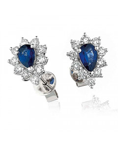 1.45CT VS/EF Blue Sapphire & Diamond Earrings