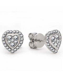 0.32ct VS/EF Round Diamond Heart Shaped Halo Cluster Earrings