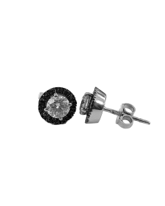 1.08ct I1/EF Round Cut Black Diamond Halo Designer Earrings