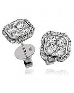 1.15CT VS/FG Round Diamond Cluster Earrings