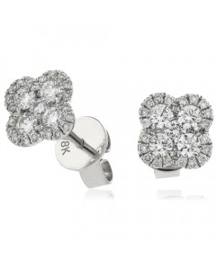0.50ct VS/EF Clover Round Diamond Cluster Earrings