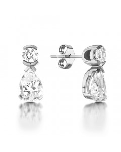 0.75ct VS/EF Round & Pear Diamond Drop Earrings