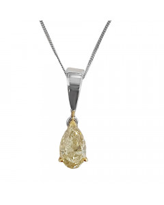 1.01ct SI2/FY Pear Fancy Yellow Solitaire Pendant
