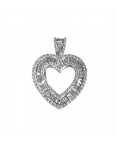 2.12ct VVS/GH Heart Shaped Round & Baguette Cut Diamond Pendant