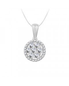 0.48CT VS/EF Round Diamond Single Cluster Pendant