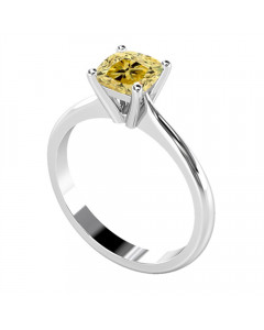 0.55ct VVS2/FY Cushion Yellow Diamond Engagement Ring