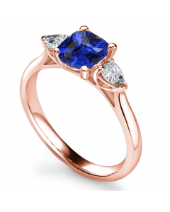 0.50ct VS/EF Blue Sapphire and Diamond Trilogy Ring