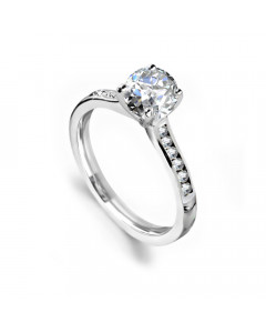 0.75ct SI1/H Cushion Side Diamond Ring in Platinum