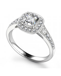 1.50ct SI1/F Cushion Halo Ring in Platinum