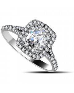 1.53ct SI1/G Cushion Halo Ring  in 18K White Gold