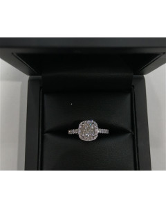 1.41ct SI2/G Cushion Halo Ring in 18K White Gold