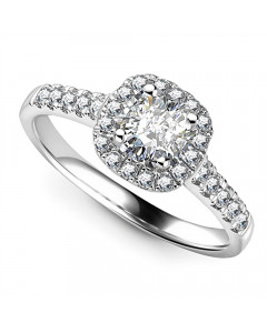GIA CERTIFIED 1.51ct SI2/E Cushion Diamond Halo Ring