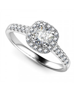 1.20ct SI2/F Single Halo Cushion Diamond Ring