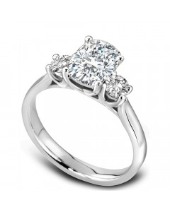 0.75ct SI2/G Cushion Trilogy Ring in Platinum
