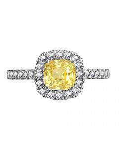 0.85ct VS2 Cushion Yellow Diamond Ring