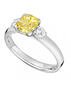 0.75CT SI2/GH Yellow Cushion Diamond Ring
