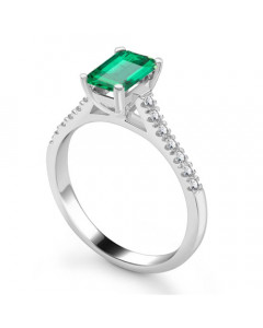 1.20ct VVS/D Green Emerald & Diamond Shoulder Set Ring