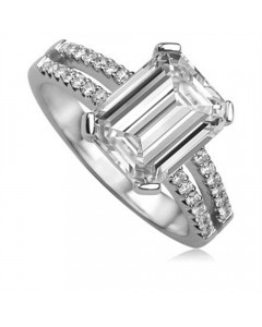1.60ct SI1/G Emerald Diamond Split Shoulder Engagement Ring