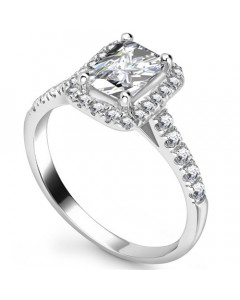 1.40ct IF/G Emerald Diamond Single Halo Shoulder Set Ring
