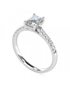 0.85ct VS1/F Traditional Emerald Diamond Shoulder Set Ring