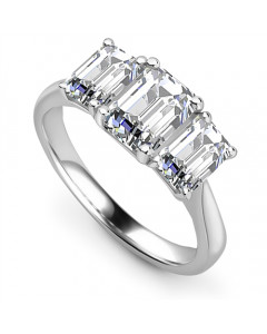 1.50ct VVS1/D Lab Grown Graduated Emerald Diamond Trilogy Ring