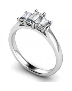 1.20ct SI/FG Graduated Emerald Diamond Trilogy Ring