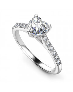 0.65ct VS1/E Modern Heart Diamond Shoulder Set Ring