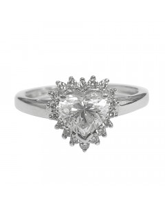 1.30ct SI2/F Heart Cut Single Halo Diamond Ring