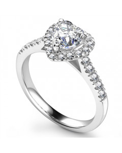 1.20ct VS1/F Heart Shaped Diamond Single Halo Shoulder Set Ring