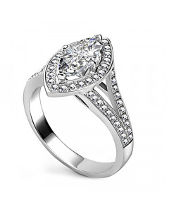1.10ct SI2/E Marquise Halo Ring in Platinum
