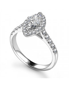 1.85ct I1/G Marquise Halo Ring in Platinum