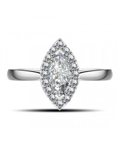 1.25ct I1/D Marquise & Round Diamond Single Halo Ring