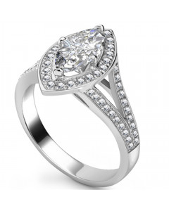 1.30ct SI2/H Marquise Diamond Single Halo Split Shoulder Set Ring