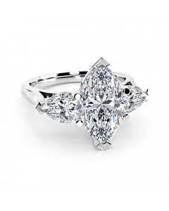 0.75 SI1/F Unique Marquise & Pear Diamond Trilogy Ring