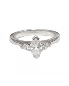 0.65ct VS2/D Marquise & Pear 3 Stone Diamond Ring