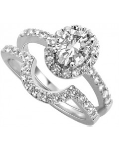 0.80ct SI2/H Oval Shoulder Set Ring With Matching Band