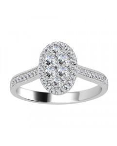 0.52ct VS/EF Round Diamond Cluster Ring in 18K White Gold