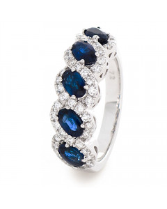 2.20 VS/EF 2.20Ct Blue Sapphire And Diamond Eternity Ring