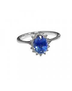 1.54ct VS/FG Blue Sapphire & Diamond Halo Gemstone Ring