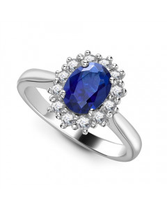2.55ct VS/FG Oval Blue Sapphire & Diamond Cluster Ring