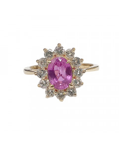 2.40ct VS/FG Pink Sapphire Single Diamond Halo Gemstone Ring