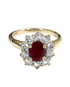 0.89ct VVS/G Ruby & Diamond Halo Gemstone Ring