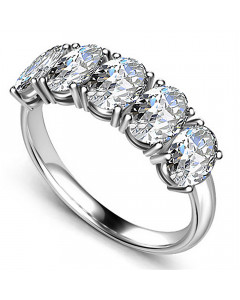 0.50ct VS2/F Oval 5 Stone Ring in 18K White Gold