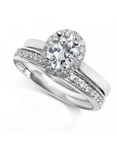 1.00ct VS2/G Oval Diamond Bridal Set Ring